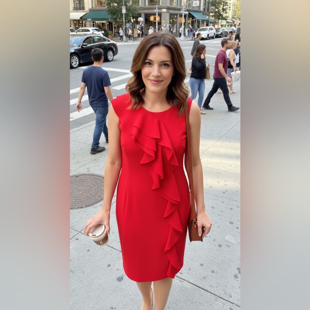 Calvin Klein Red Ruffles Dress - Size 14